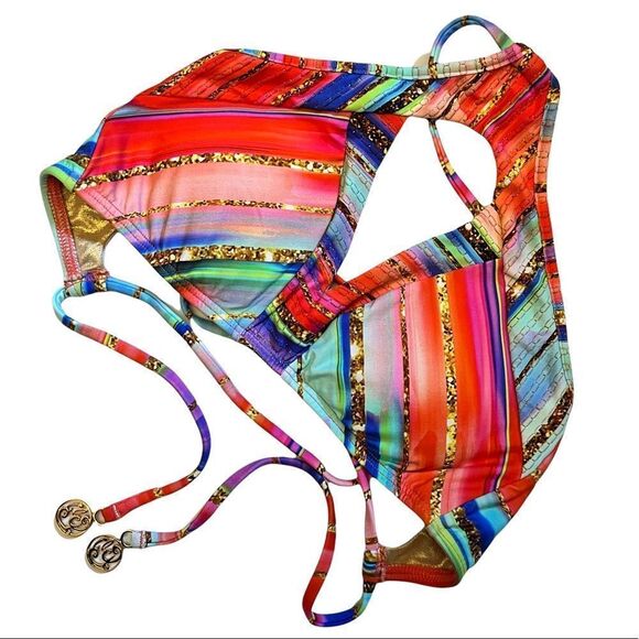 Luli Fama Bellamar High Neck Cutout Bikini Top nwt - Picture 1 of 8